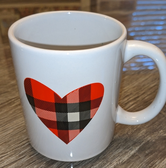 Other - Plaid Heart Mug Red Black Buffalo Plaid Tartan Love Romantic Western Picnic